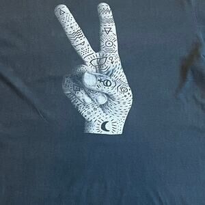 Aeropostale Aero Gray Graphic Tee Medium Single Stitch Peace Sign Hand M